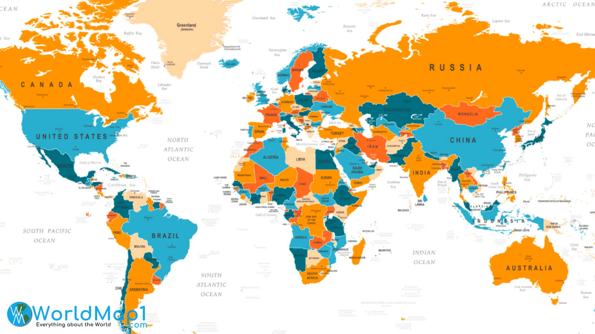 World Map and Russia